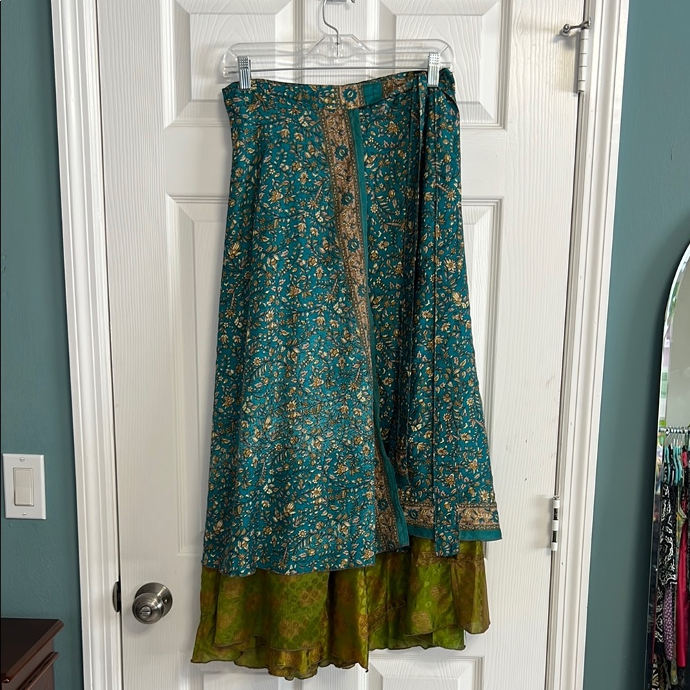 Blue Maxi A-Line Tiered Skirt for Casual Wear